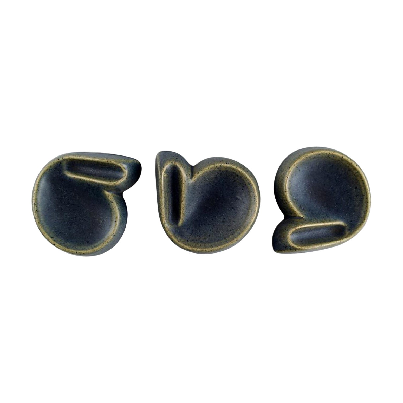 Syco, Sweden, Three Small Bowls in Glazed Stoneware, Mid-20th C