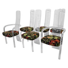 Charles Hollis Jones High Back Lucite Upholstered Dining Chairs