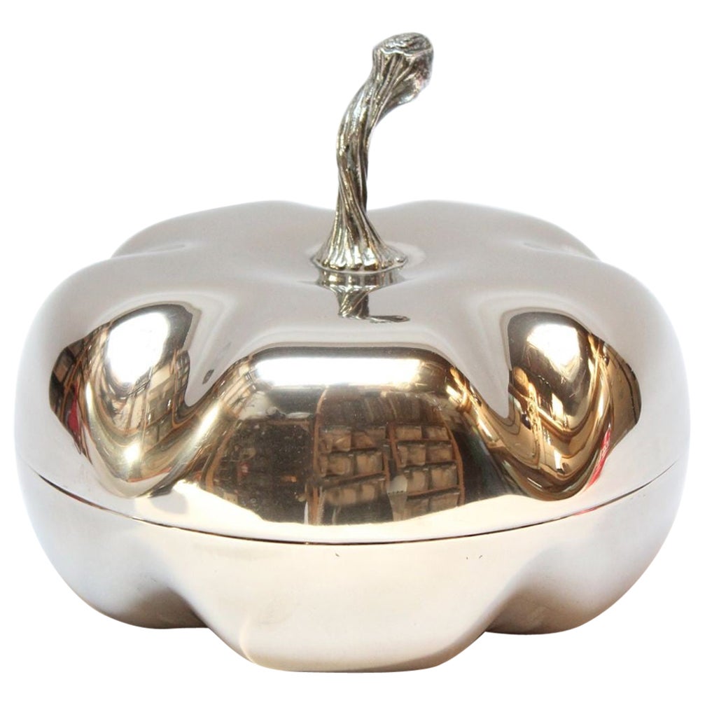 Italian Modernist Silver-Plated "Squash" Lidded Serving/Candy Dish For Sale