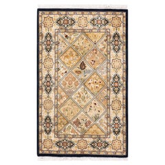 One of a Kind Hand Knotted Traditional Oriental Mogul Brown Area Rug