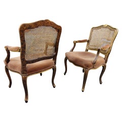 Spectacular Pair Widdicomb Louis XV Fauteuil Chairs Tortoise Shell Caned Back