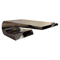 Cantilevered Chrome Coffee Table in the Style of Pierre Cardin