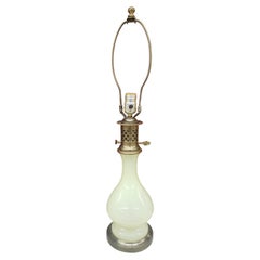 Vintage Mid-Century Stiffel Celadon Glazed Porcelain and Brass Table Lamp