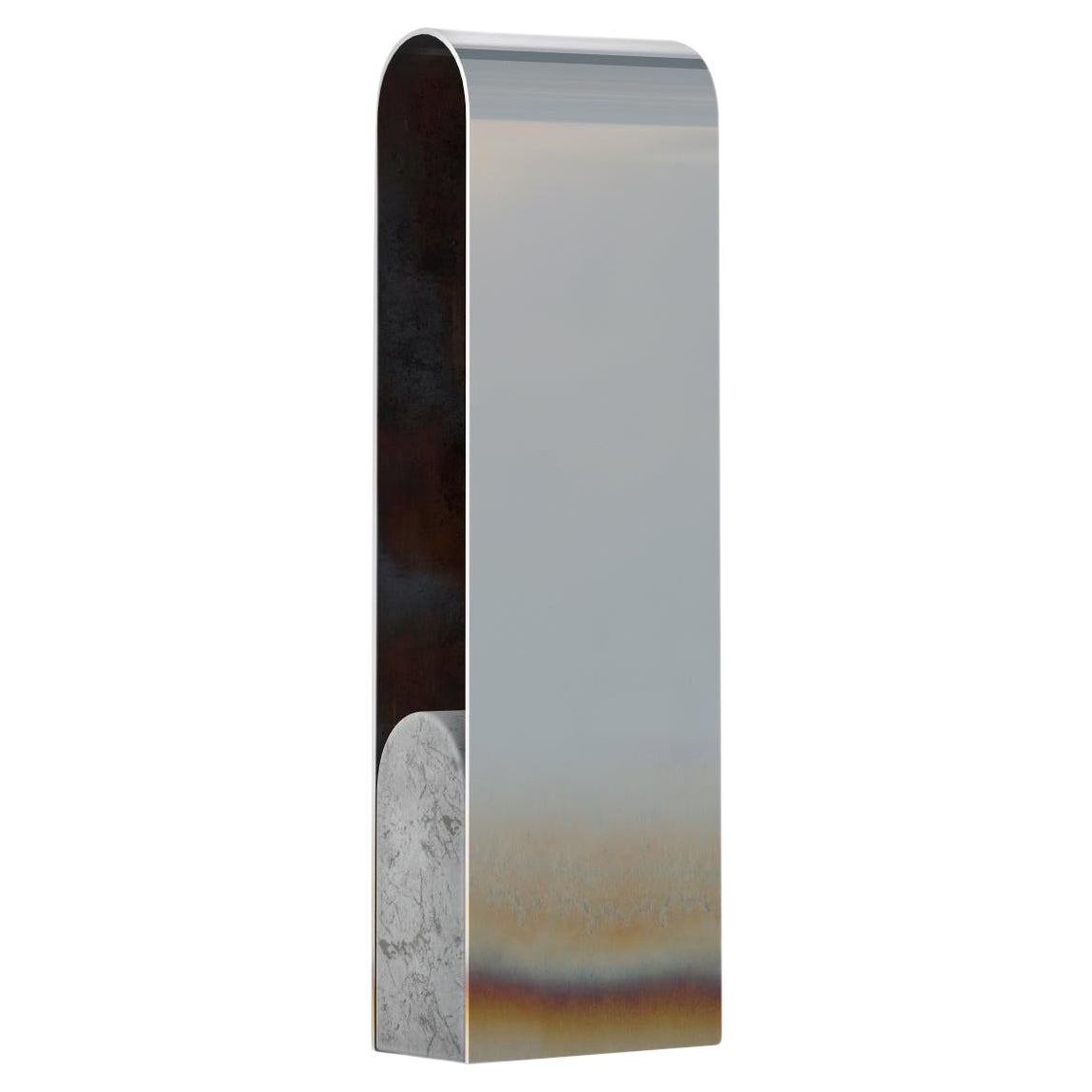 Iris Floor Mirror with Marble Foot by Arthur Vallin For Sale