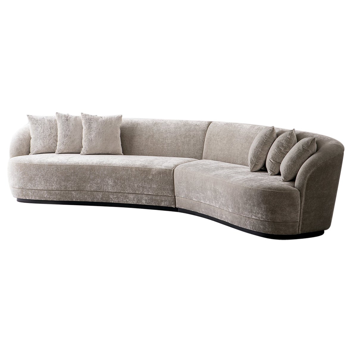 Contemporary Angled Modular Sofa in Rusty Velvet For Sale