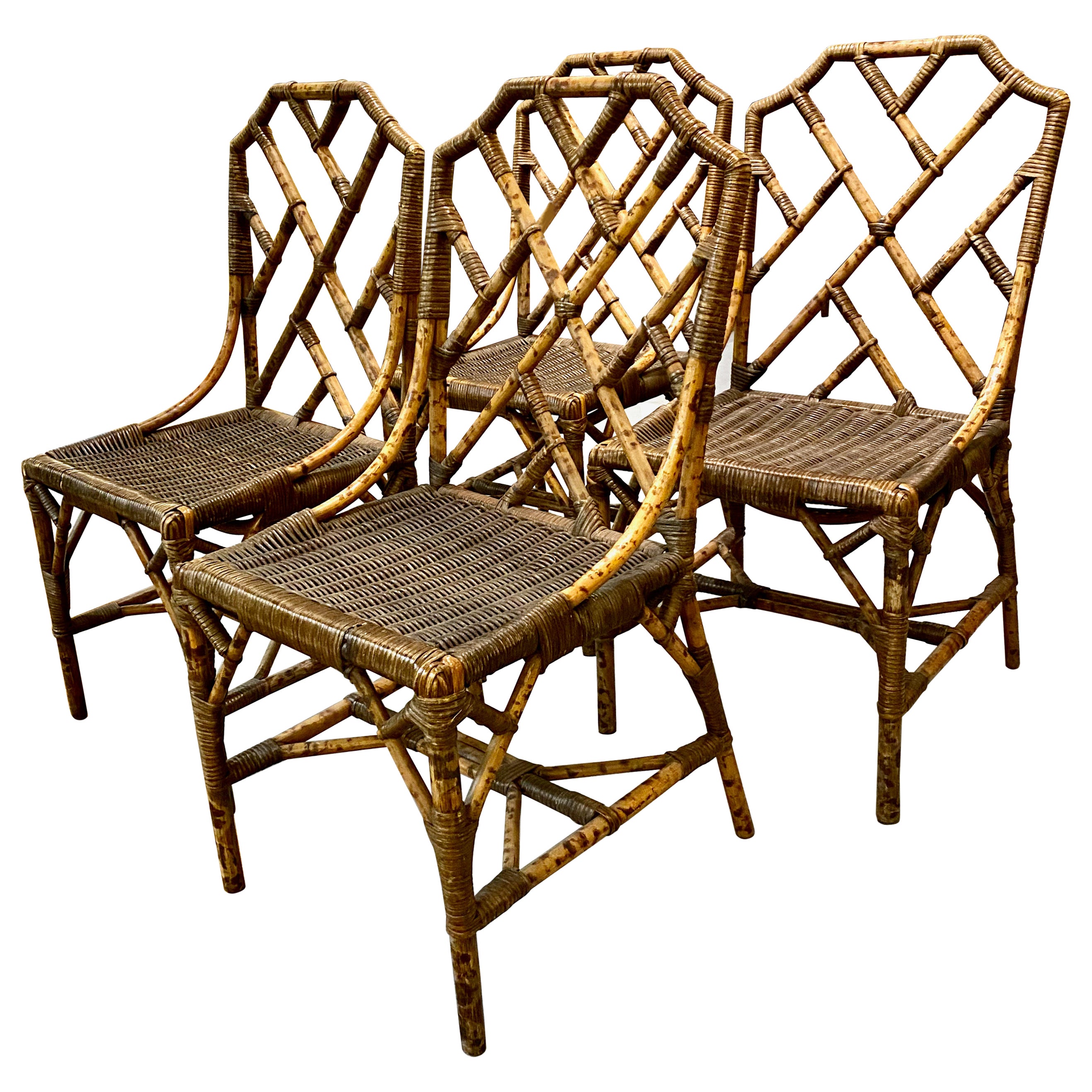 Wicker and Bamboo Side Chairs, c. 1930-1940