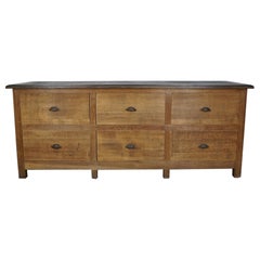 Antique French Oak Rustic Bank of Drawers or Shop Counter, Circa 1900