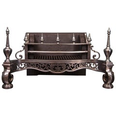 Large Polished Wrought Dog Grate in the Regency Manner