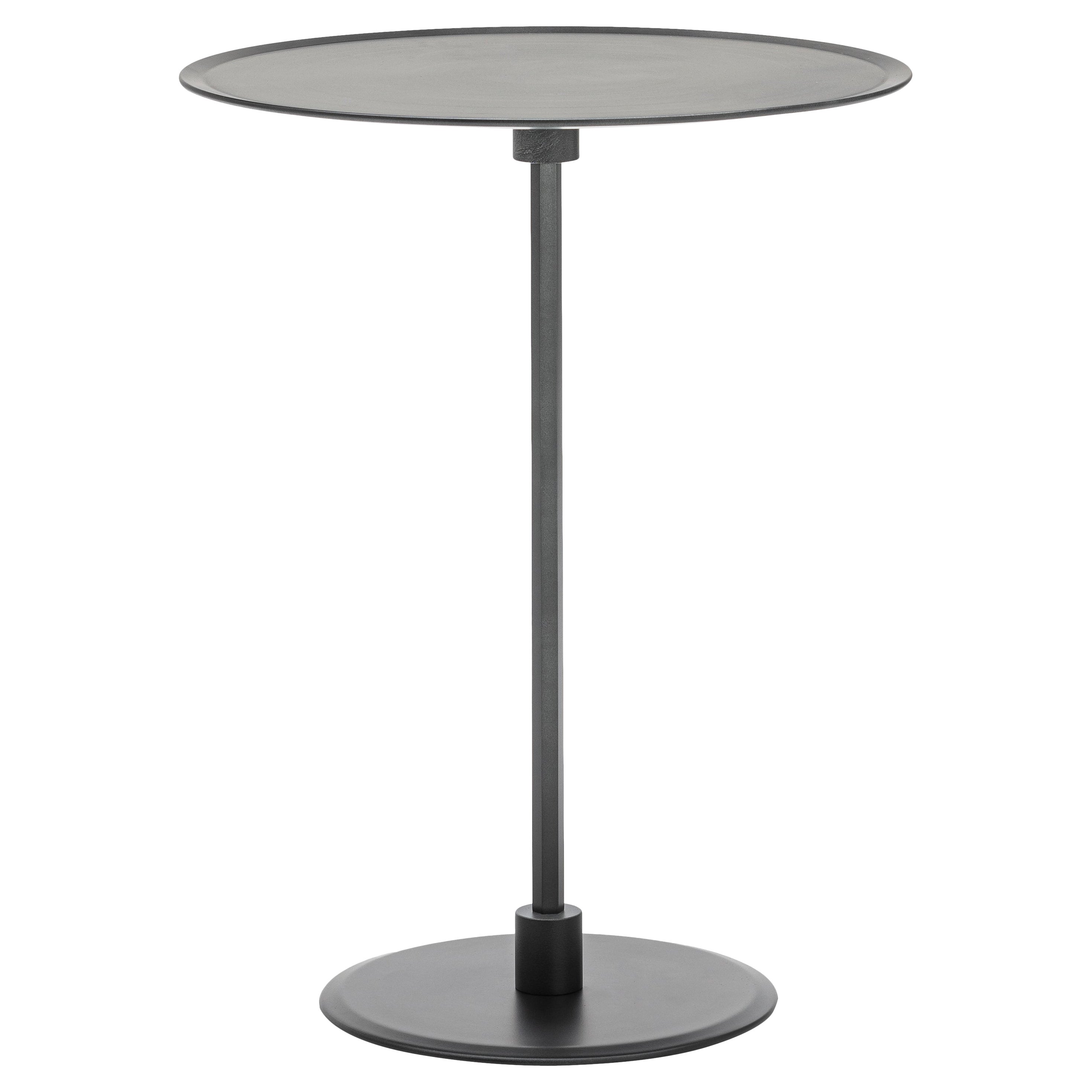 Acerbis Medium Gong Side Table in Matt Painted Gunmetal Top with Frame For Sale