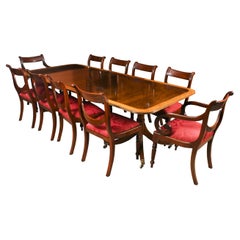 Used Twin Pillar Dining Table by William Tillman & 10 dining chairs 20th C