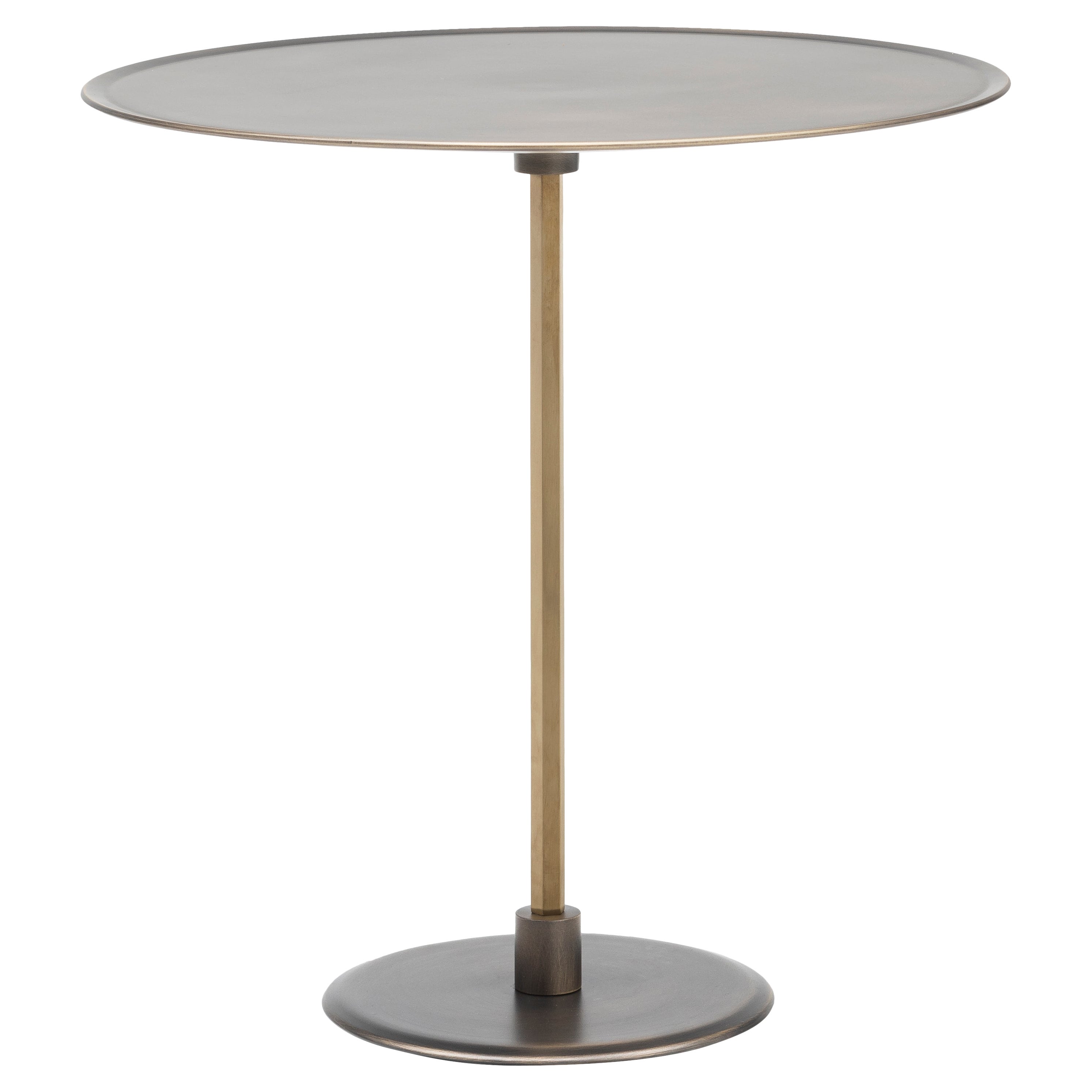 Mesa Auxiliar Gong Grande Acerbis con Tablero Bronce Mate y Estructura de Latón Cepillado