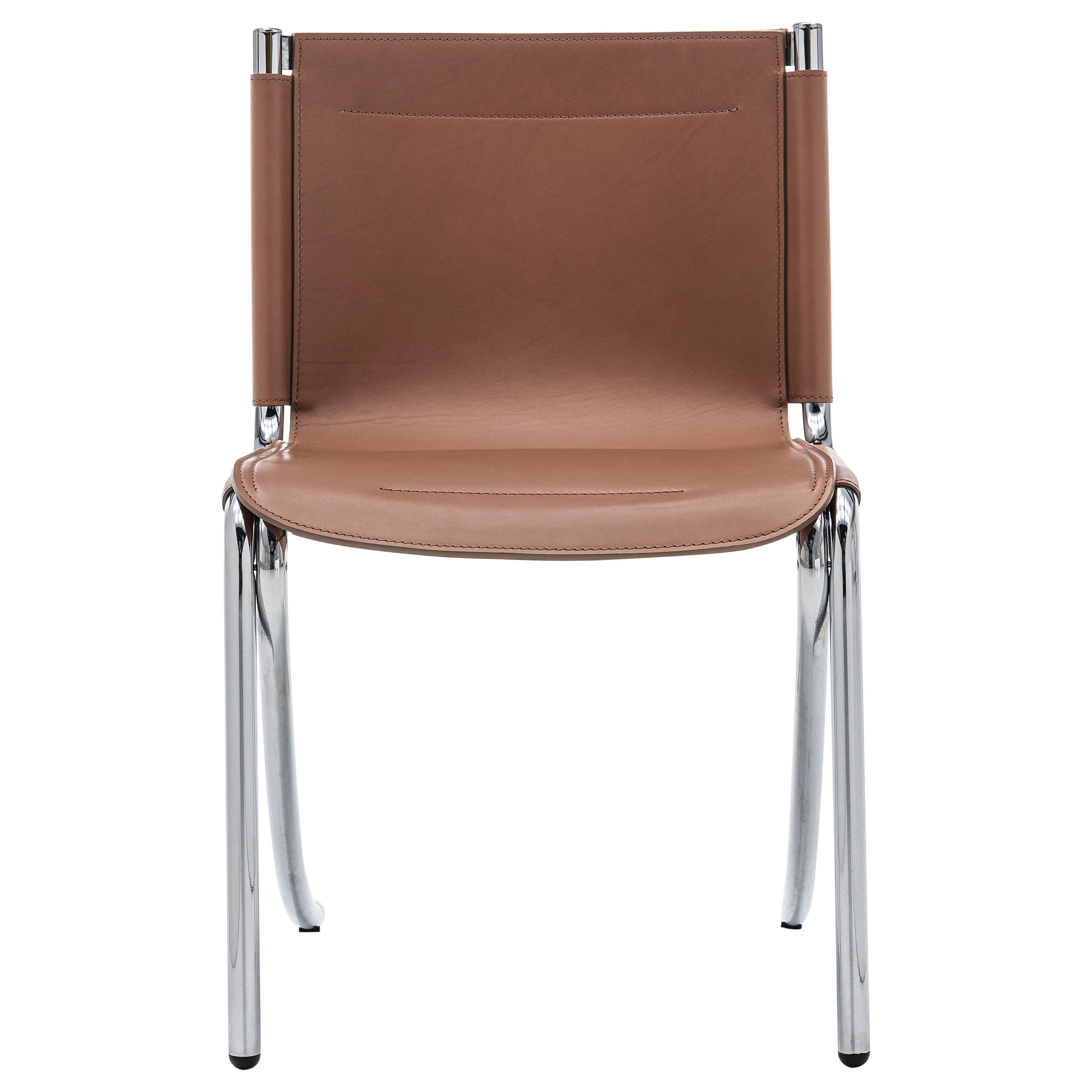 Acerbis Jot Chair in Natural Saddle Seat with Chrome Frame by Giotto Stoppino For Sale