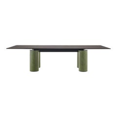 Acerbis Serenissimo Medium Table in Black Cast Glass Top & Green Encaustic Base