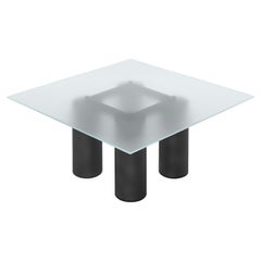 Acerbis Serenissimo Medium Table in Transparent Glass Top & Matt Gunmetal Base