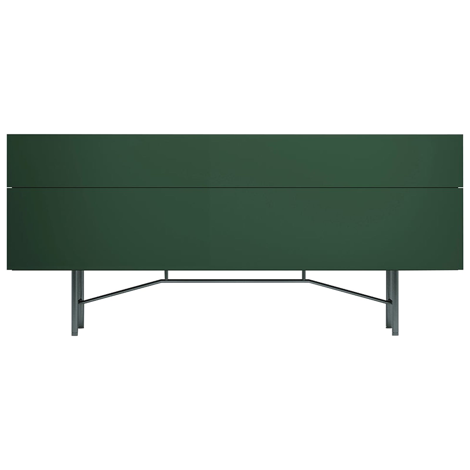 Acerbis Large Grand Buffet Sideboard in Matt Lacquered Dark Green & Grey Frame