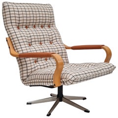 1970s, Refurbished Danish Swivel Armchair, Furniture Wool