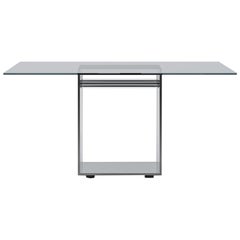 Acerbis Judd Small Square Table in Transparent Glass Top with Shiny Steel Base