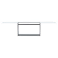 Acerbis Judd Small Rectangular Table in Transparent Glass Top with Steel Base
