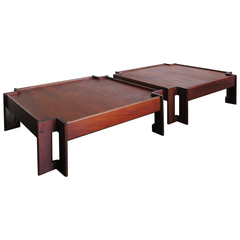 Sergio Asti Italian MidCentury Dark Wood Coffe Tables Zelda for