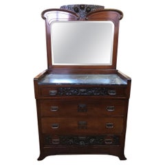 20th Italian chest of drawers with mirror in the art nouveau style