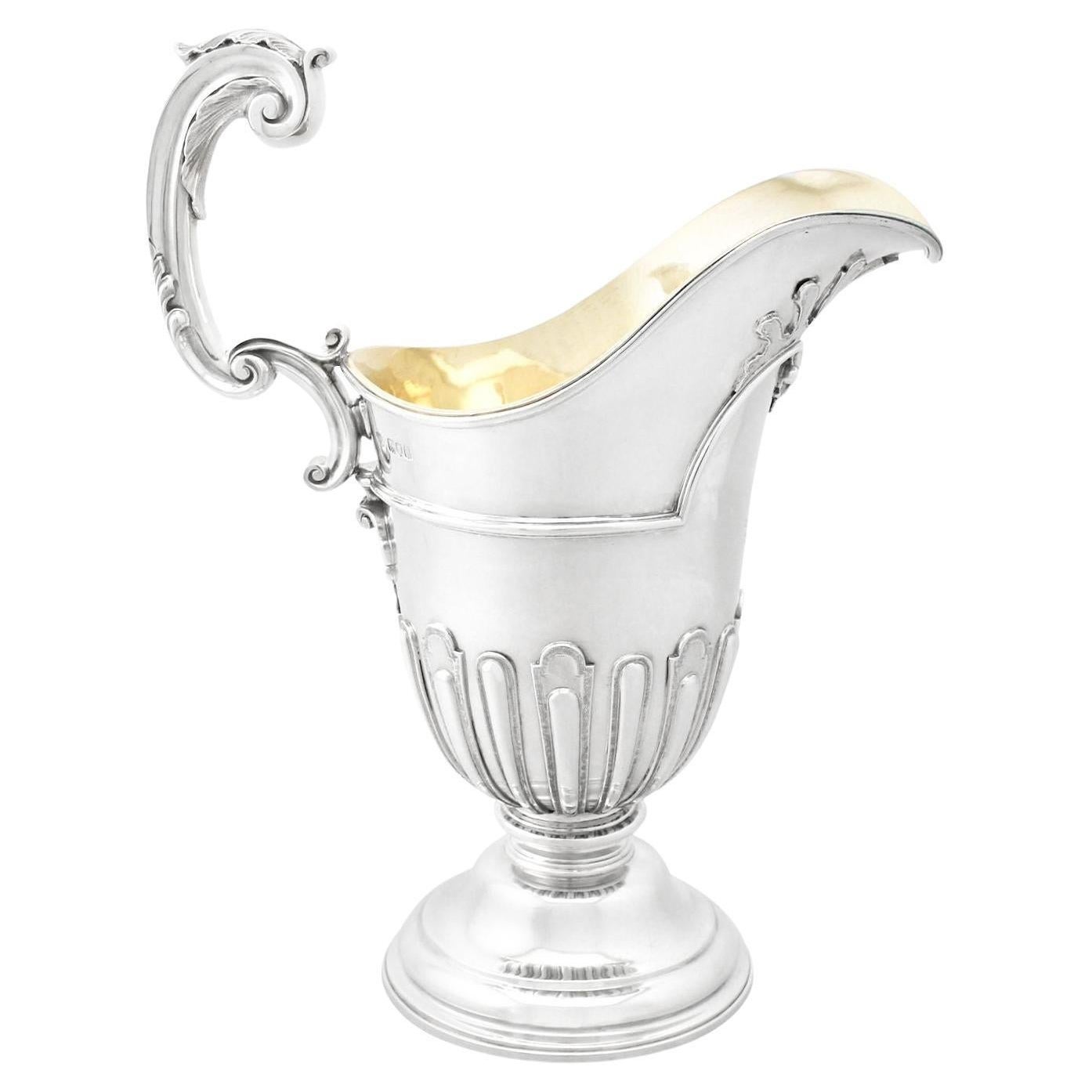 Large Victorian English Sterling Silver Wine Ewer Jug