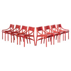 Set of 8 Dining Red Chairs '110' by Ico Parisi for Cassina, Mid-Century Modern