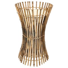 Bamboo, Rattan & Cotton Table or Floor Lamp Franco Albini Style, Italy, 1960s