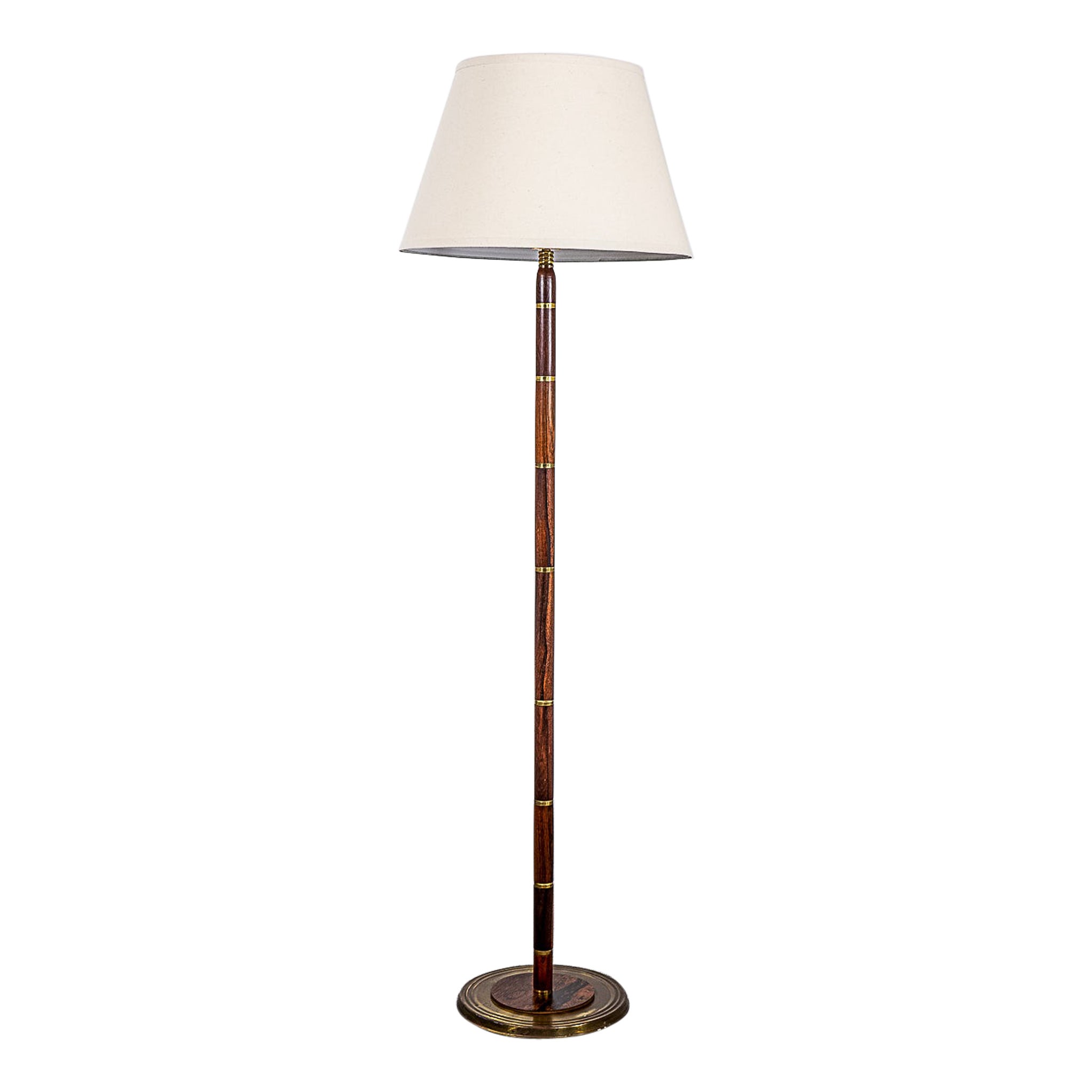 Danish Modern Rosewood & Brass Floor Lamp For Sale