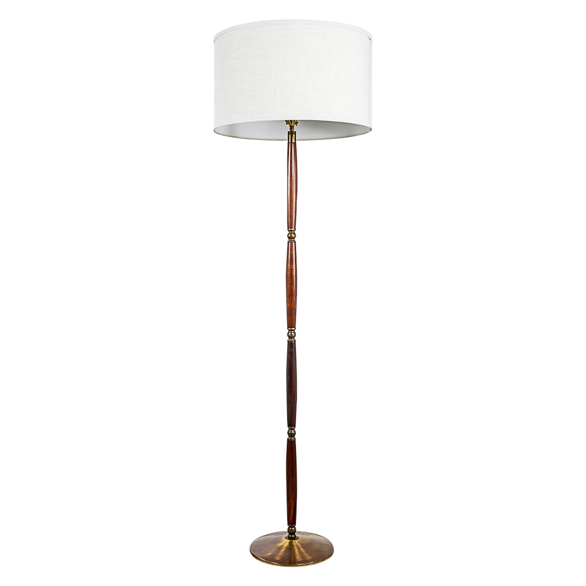 Danish Modern Rosewood & Brass Floor Lamp