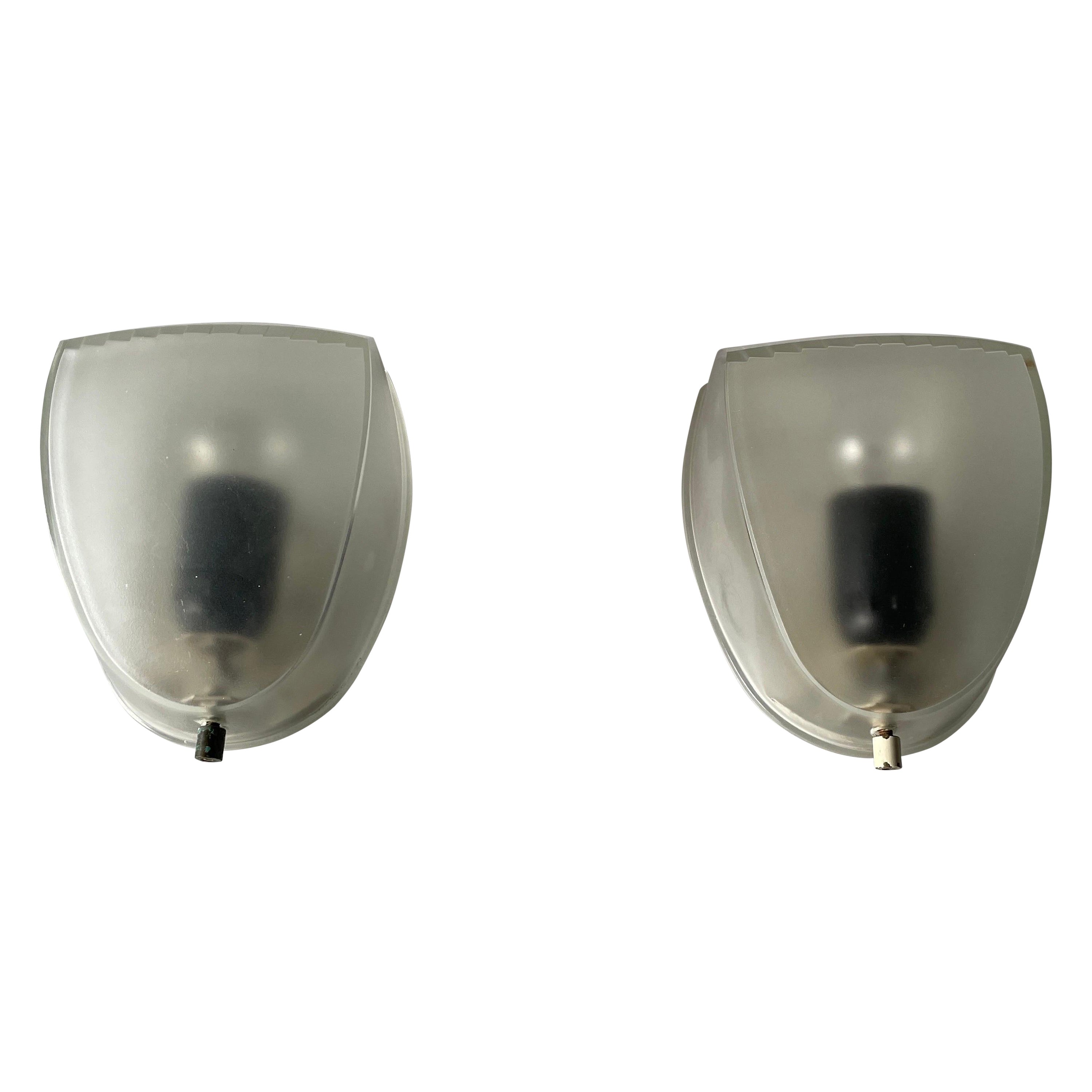 Transparent Glass Pair of Sconces by Artemide, 1970s, Italy For Sale