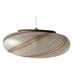 Wonderful Spiral Artwork Glass Ceiling Lamp, 1960s, Italy