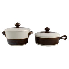 Vintage Hertha Bengtson for Rörstrand, Koka Pot and Saucepan in Stoneware