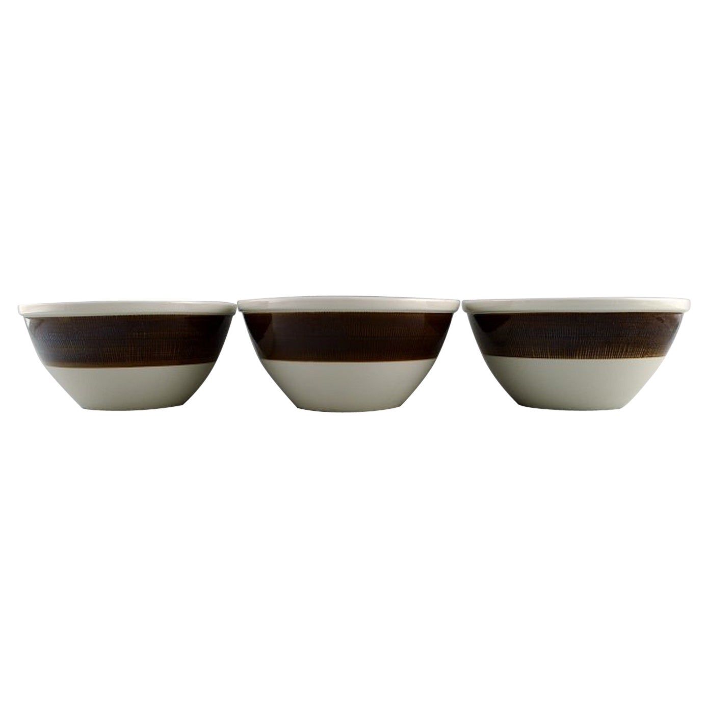 Hertha Bengtson for Rörstrand, Three Koka Bowls in Glazed Stoneware