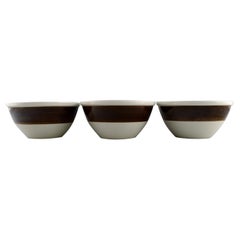 Hertha Bengtson for Rörstrand, Three Koka Bowls in Glazed Stoneware
