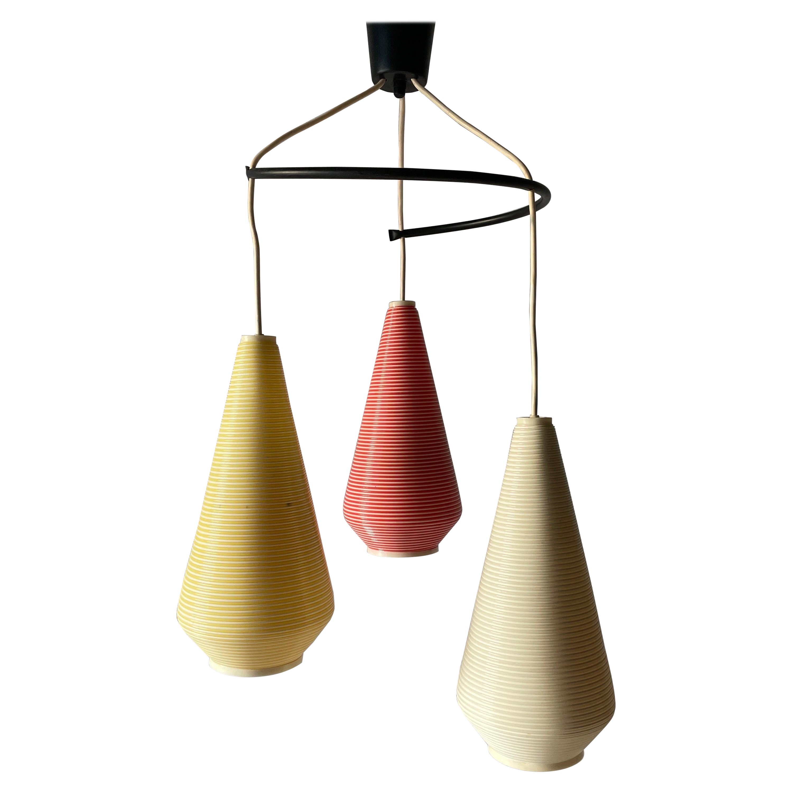 Triple Rotaflex Shade Pendant Lamp by Yasha Heifetz, 1960s, Germany For Sale