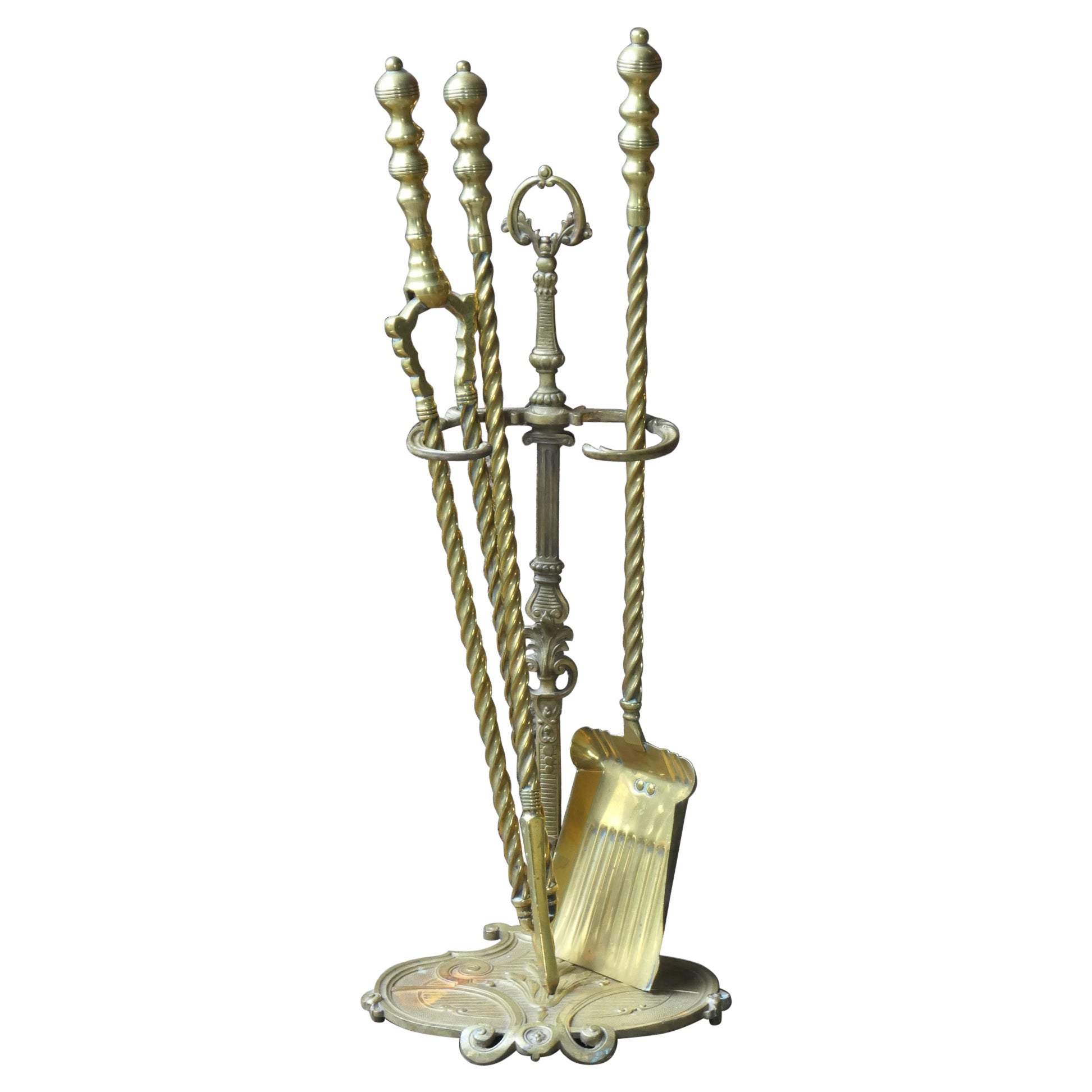 19/20th C. English Brass Victorian Style Companion Set For Sale