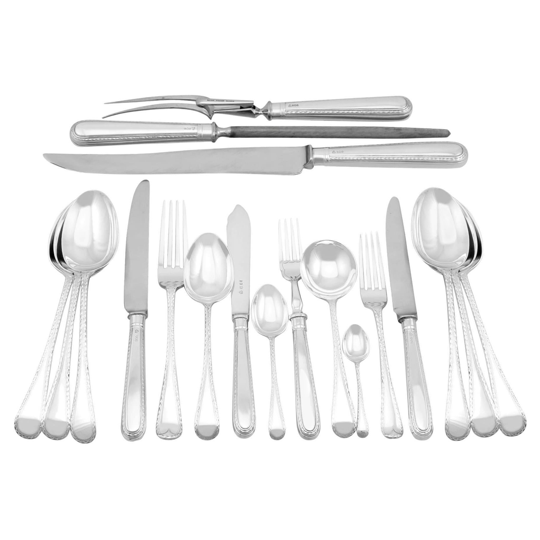 Vintage Sterling Silver Canteen of Cutlery for Twelve Persons For Sale