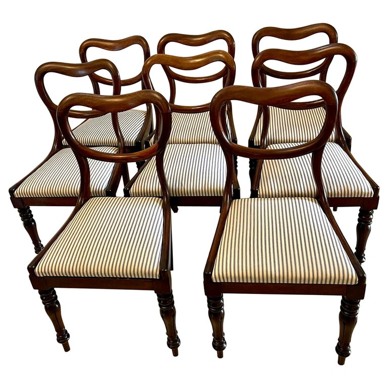Set of 8 Antique Victorian Quality Mahogany Dining Chairs For Sale at