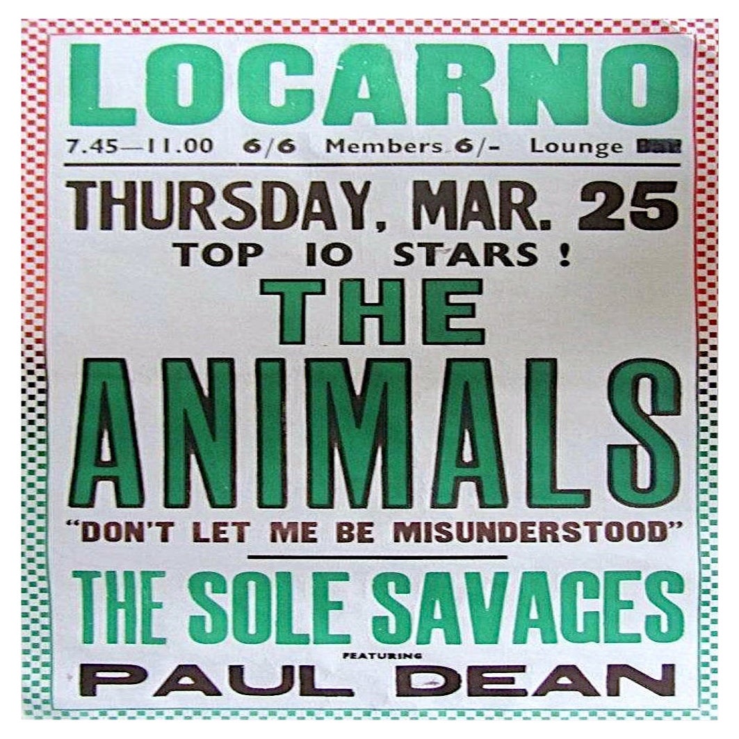 The Animals Original 1965 Music Poster For Sale