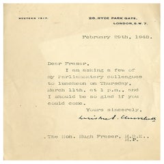 Lettre imprimée et signée par Winston Churchill