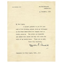 Lettre signée par Winston Churchill