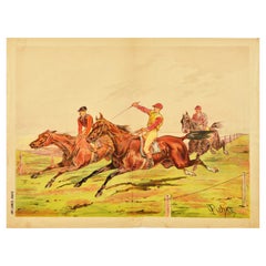 Original Antique Sport Poster Horse Racing Paris Equestrian Olivier Pichat Art