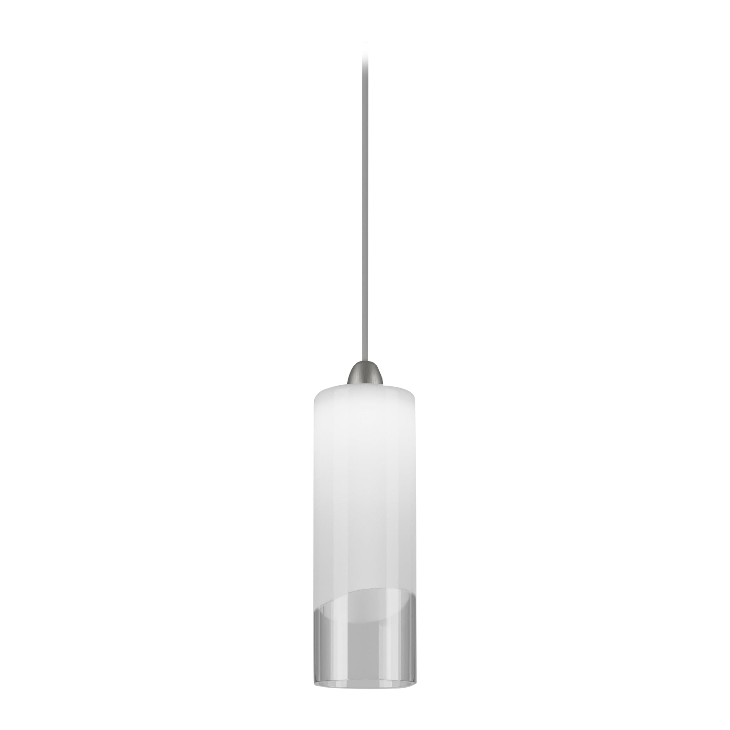 Lampe à suspension Vistosi Lio en verre blanc cristal et finition nickel satiné