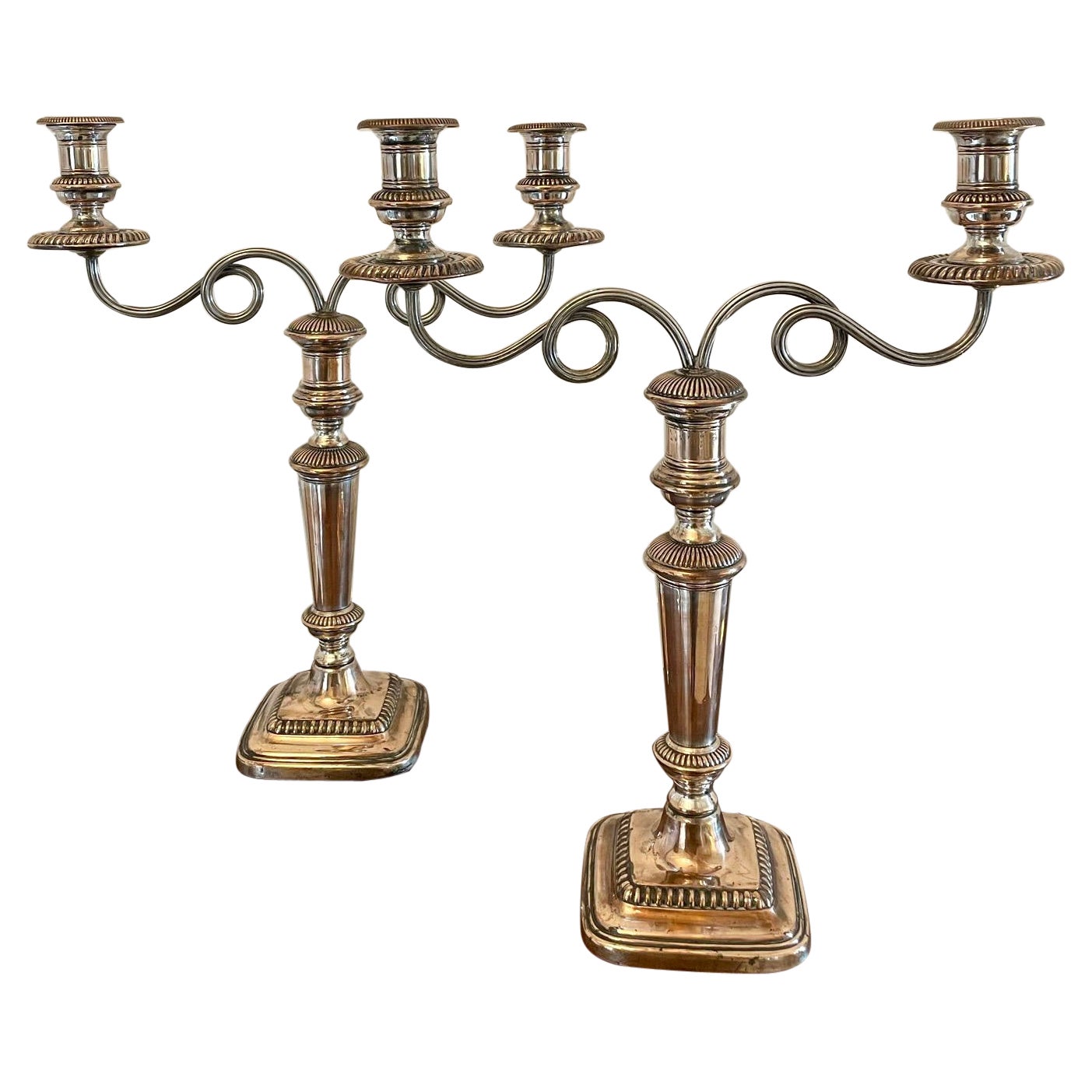 Antique George lII Quality Pair of Old Sheffield Plate Candelabra