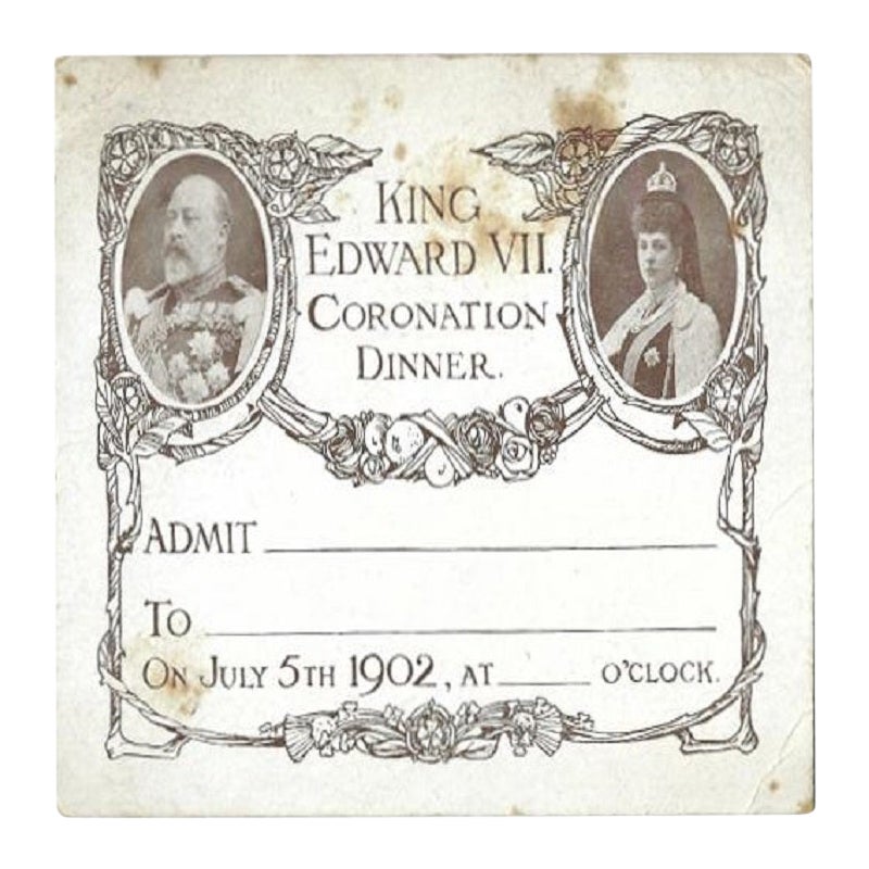 Edward VII Coronation Dinner Invite For Sale