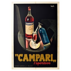 Rare Original Vintage Drink Advertising Poster Campari Marcello Nizzoli Art Deco