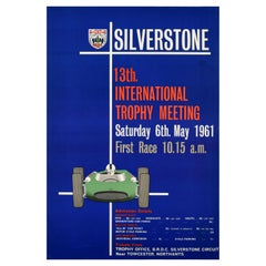 Original Vintage Formula One Race Motorsport Poster Silverstone Trophy F1 Racing