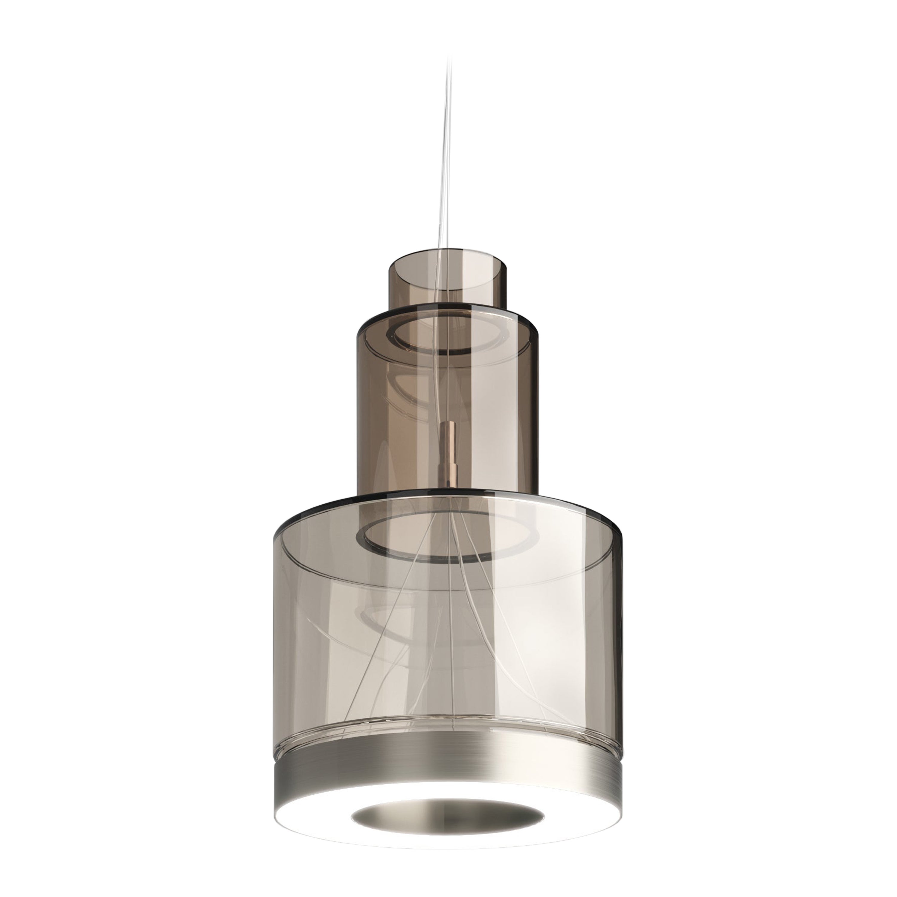 Vistosi Medea Pendant Light in Smoky Transparent Glass For Sale