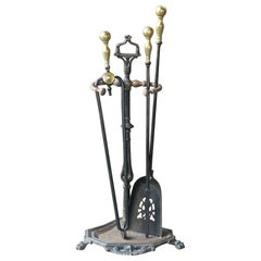 Antique 19th C. English Wrought Iron Victorian Companion Set