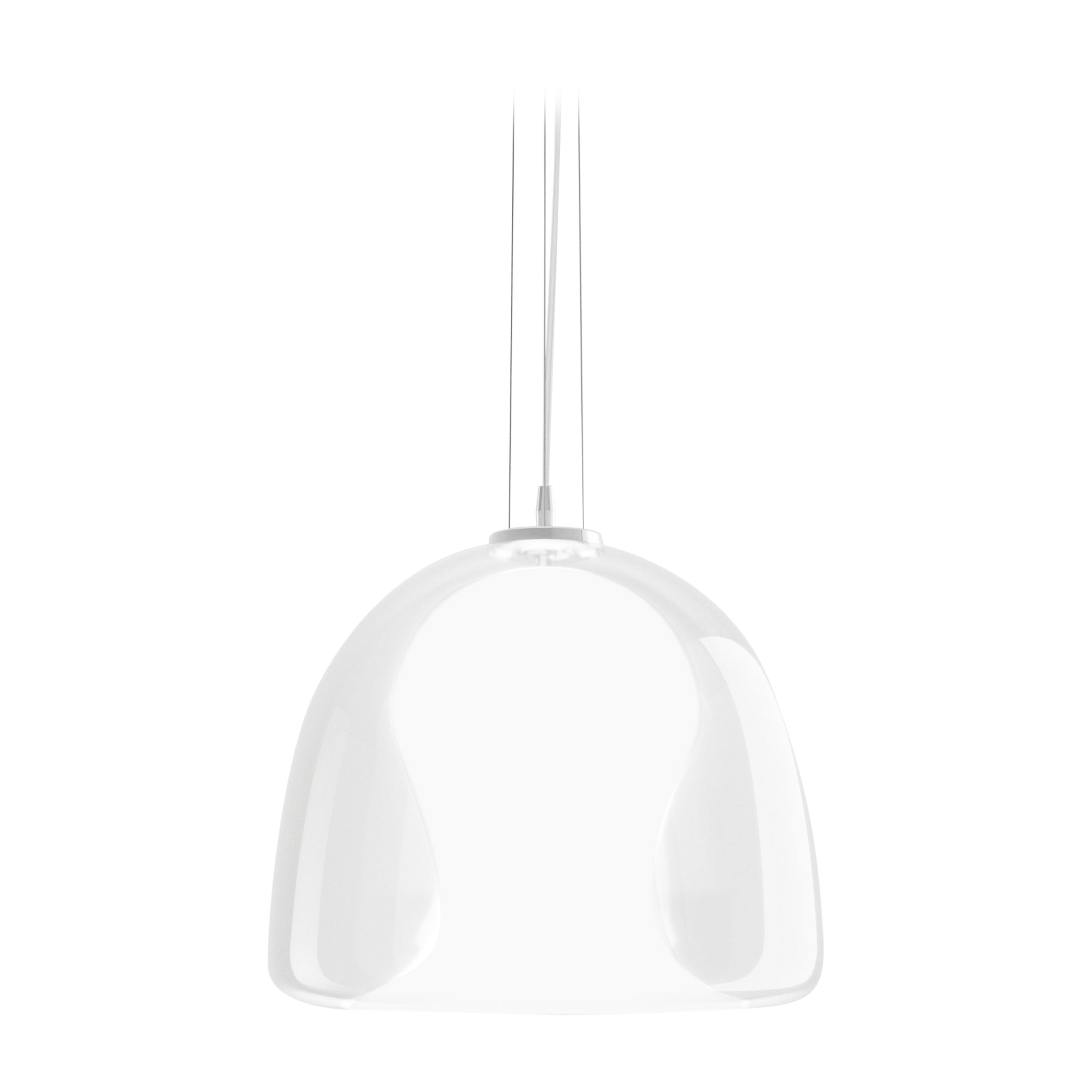 Vistosi Naranza Pendant Light P in White Glossy with Chrome Finish